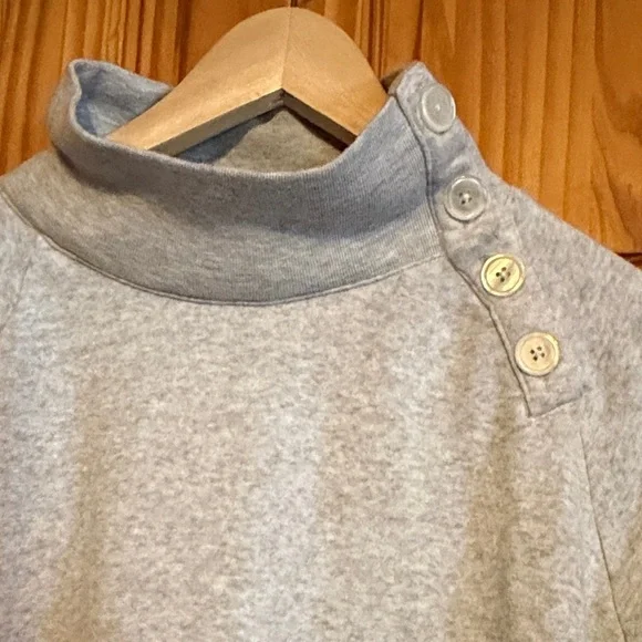 J.Crew wide collar, pullover sweatshirt with button detail in cloudspun fleece - Picture 3 of 9